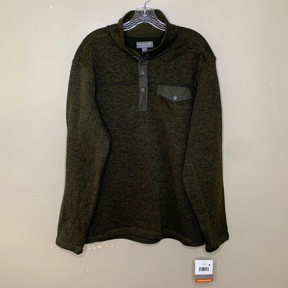 FALLS CREEK Performance Sweater Green Fleece Thermal Partial Snap NWT Large - Picture 15 of 15